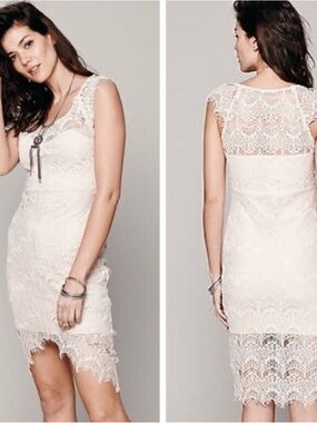 Free People Intimately Cream Lace Crochet Midi Dress XS
